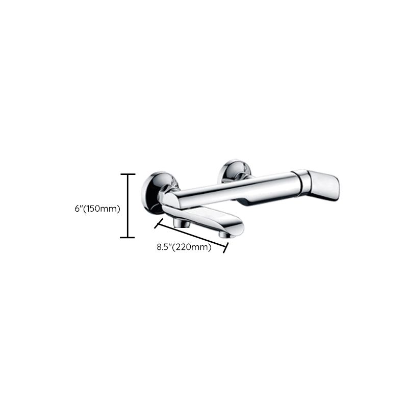 Contemporary Wall Mounted Copper Freestanding Tub Filler Single Handle Faucet