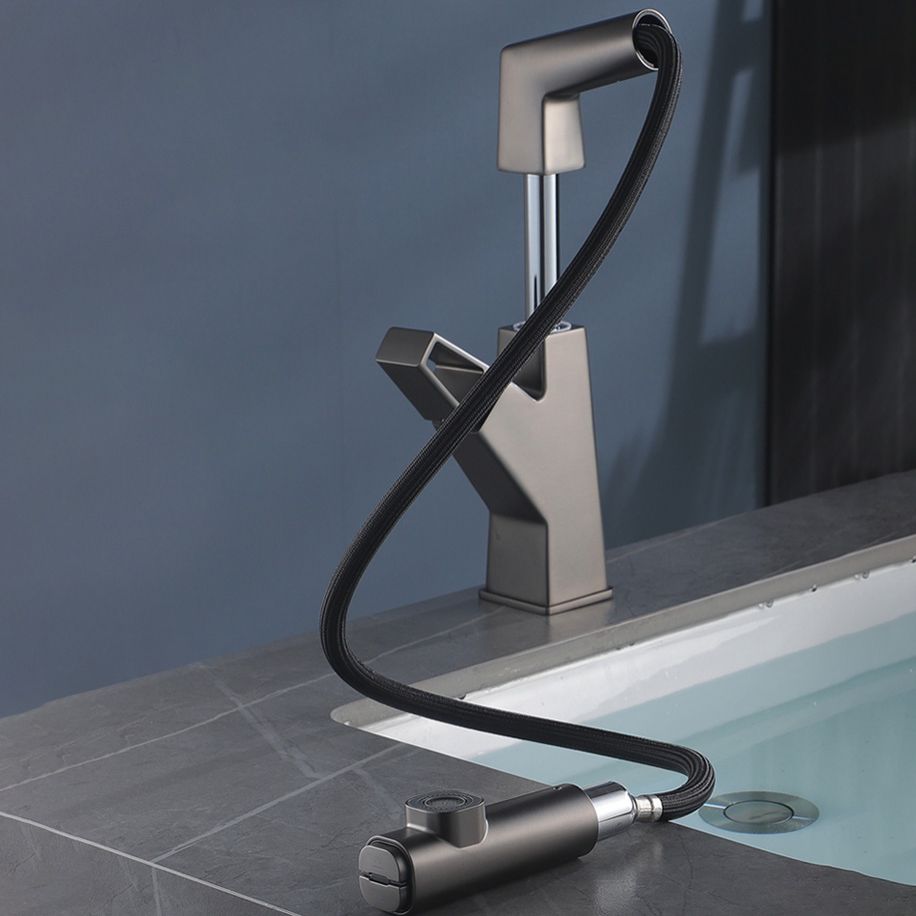 Bathroom Sink Faucet Lifting Lever Handle Pull-out Rotary Handle Faucet