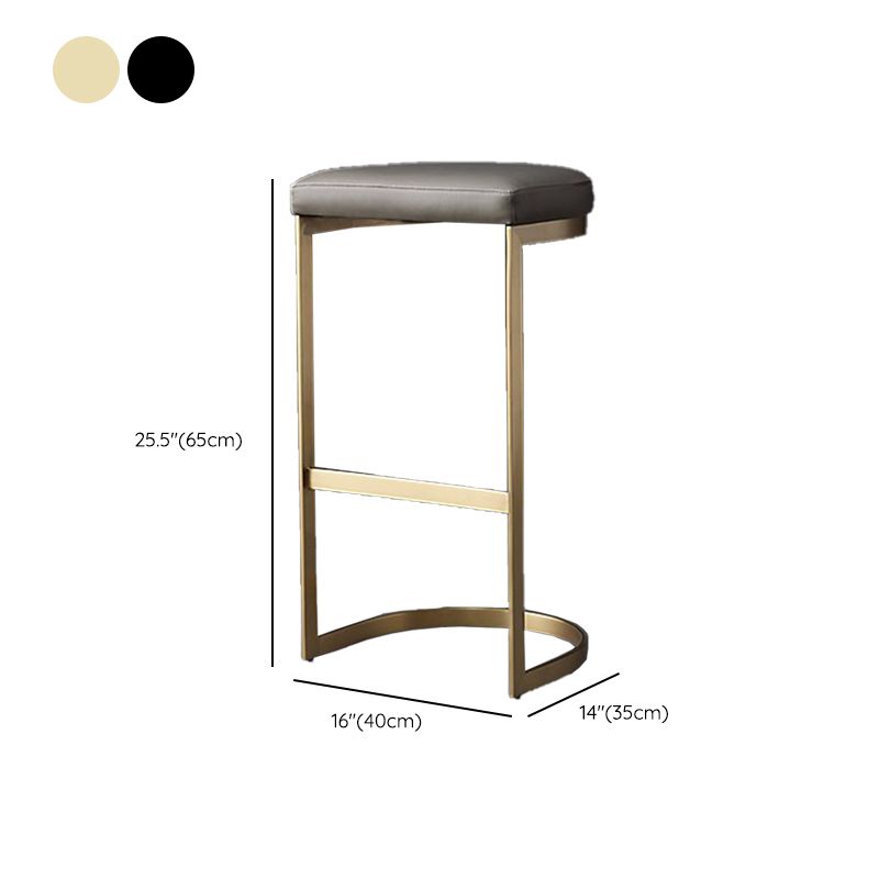 Glam Upholstered Dining Stools Armless Bar Stools with Metal Base