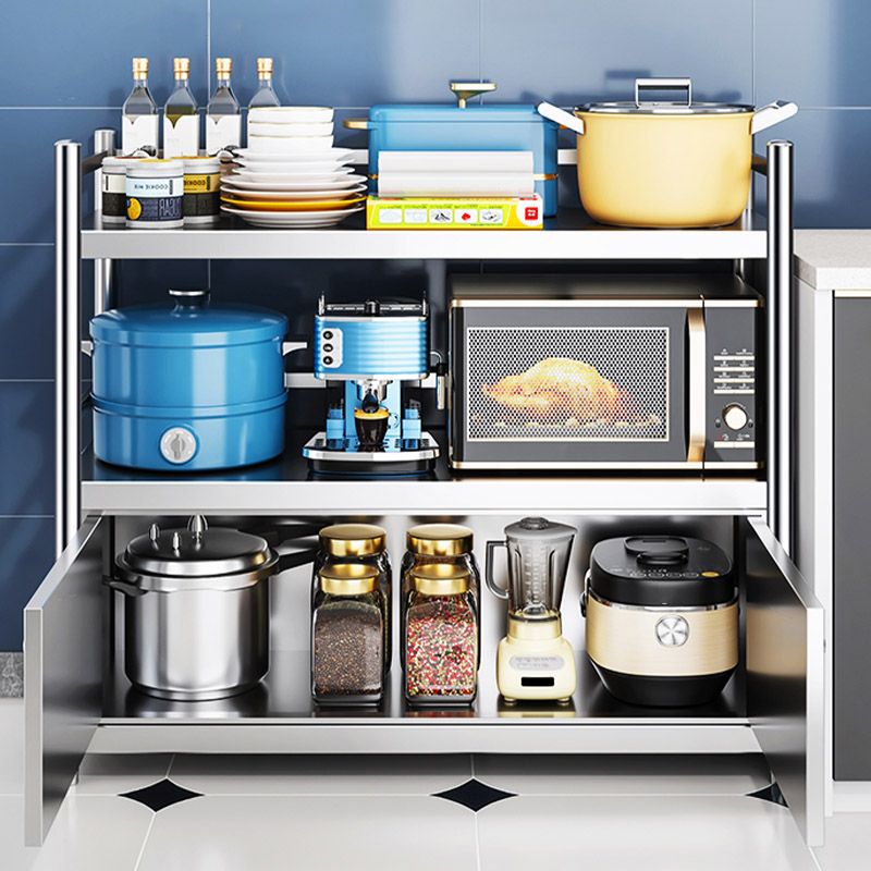 Stainless Steel Prep Table Home Dining Kitchen Island Cart in Silver
