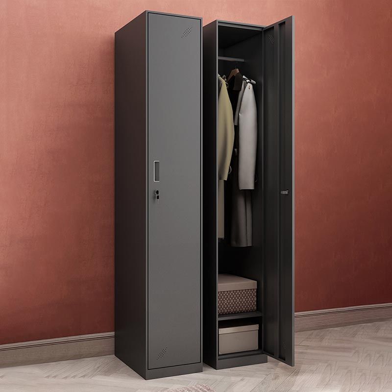Steel Black Storage Cabinet with Hinged Door Contemporary Indoor Cabinet