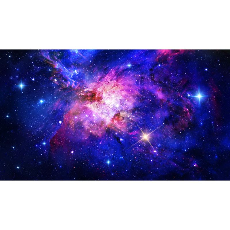 Extra Large Nebula Wall Covering in Blue and Purple Non-Woven Wall Mural for Accent Wall, Made to Measure