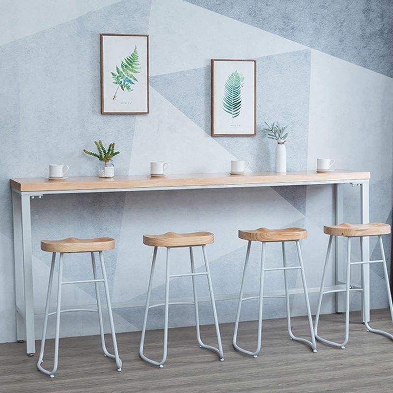 Indoor Wood Counter Wine Table Rectangle Natural and White Bar Height Pub Table