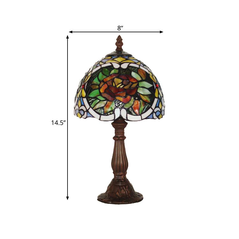 Lampe de nuit en vitrail en fleur de rose