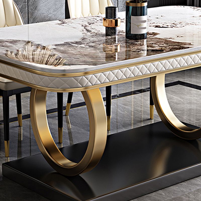 Rectangular Table Sintered Stone Dining Table with Stainless Steel Frame