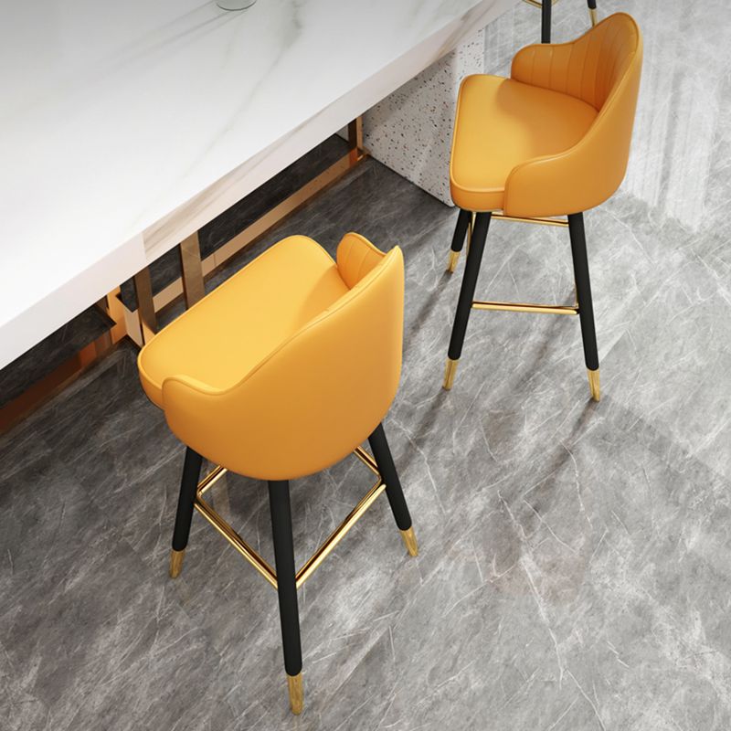 Modern Armless Backrest Counter Stool Steel Household Bar Stool with Pedal and Cushion