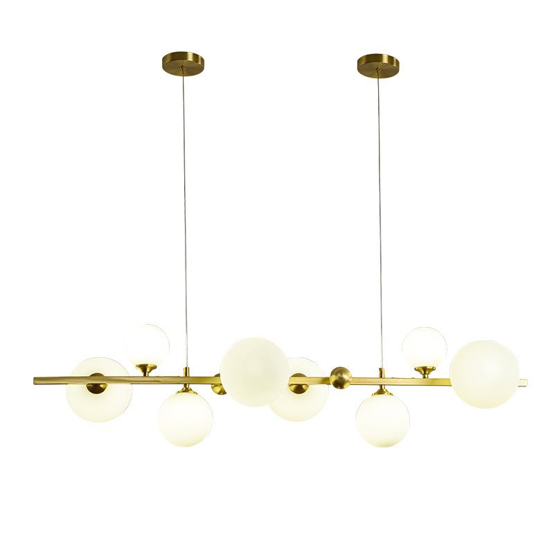 Modern Style Globe Shade Island Pendants 8-Lights Glass Pendant Lights for Dining Room