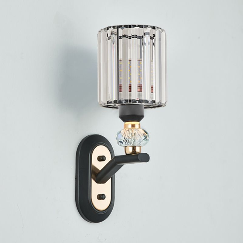 1-Light Wall Sconce Modern Style Crystal Half Cylinder Shape Wall Mount Light Fixture