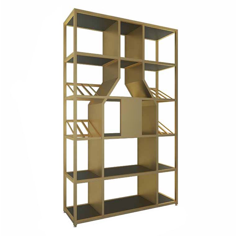 Metal Floor Wine Bottle Rack Glam Wine Bottle Holder with Shelf