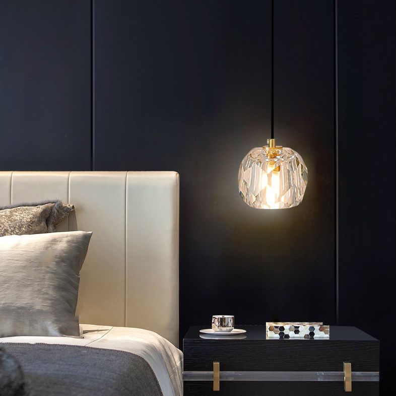 1-Light Crystal Ball Mini Pendant Light 4.3 Inch Wide Modern Simplicity Style Hanging Light with 78.7" Adjustable Suspension Wire