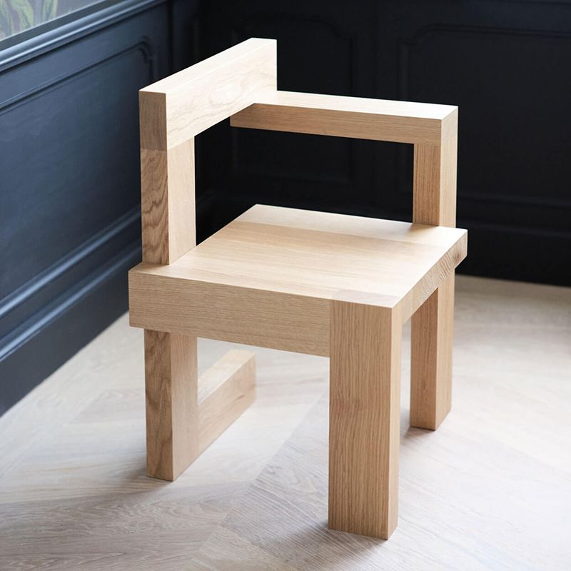 Modern Arm Chair Wood Open Back Dining Accent Chair for Home