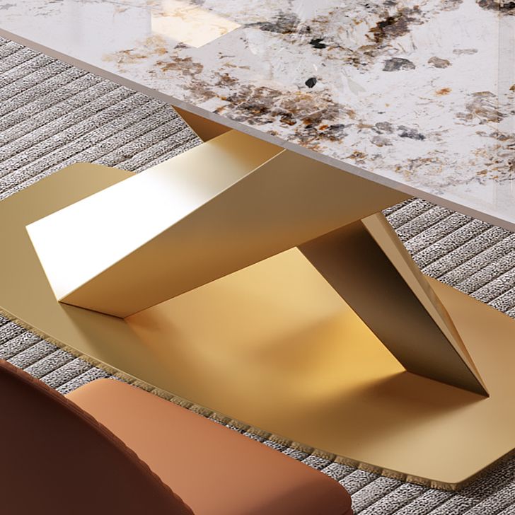 Mesa de comedor de lujo rectángulo Tono blanco Fijación de piedra sinterizada
