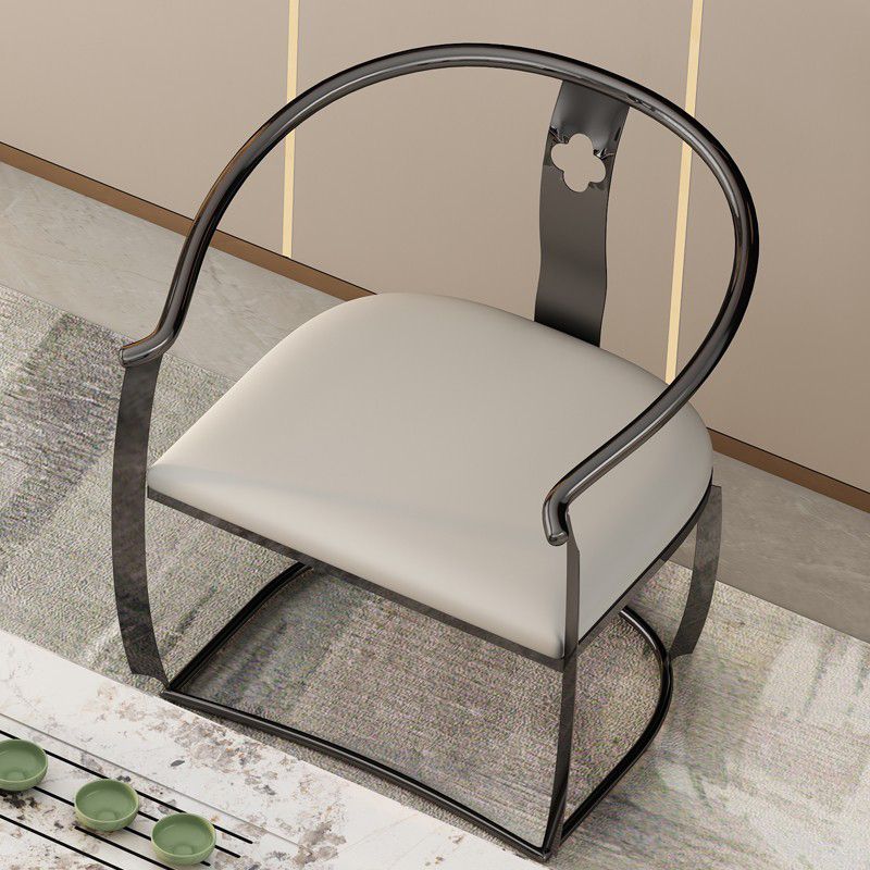 Modern Armrest Backrest Cushion Chair with Metal Base for Living Room