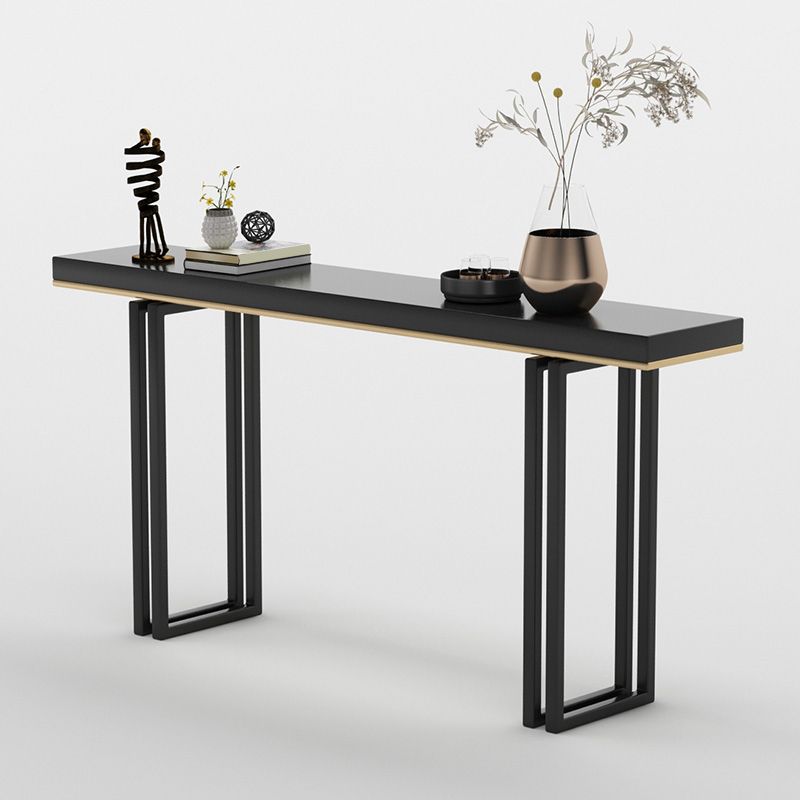 Modern Rectangular Console Table Stone Console Sofa Table in Black