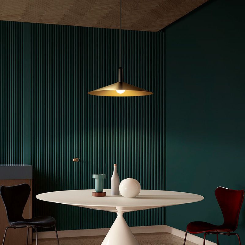 Flared Dinning Room Hanging Ceiling Light Metal Nordic Down Lighting Pendant in Coppery