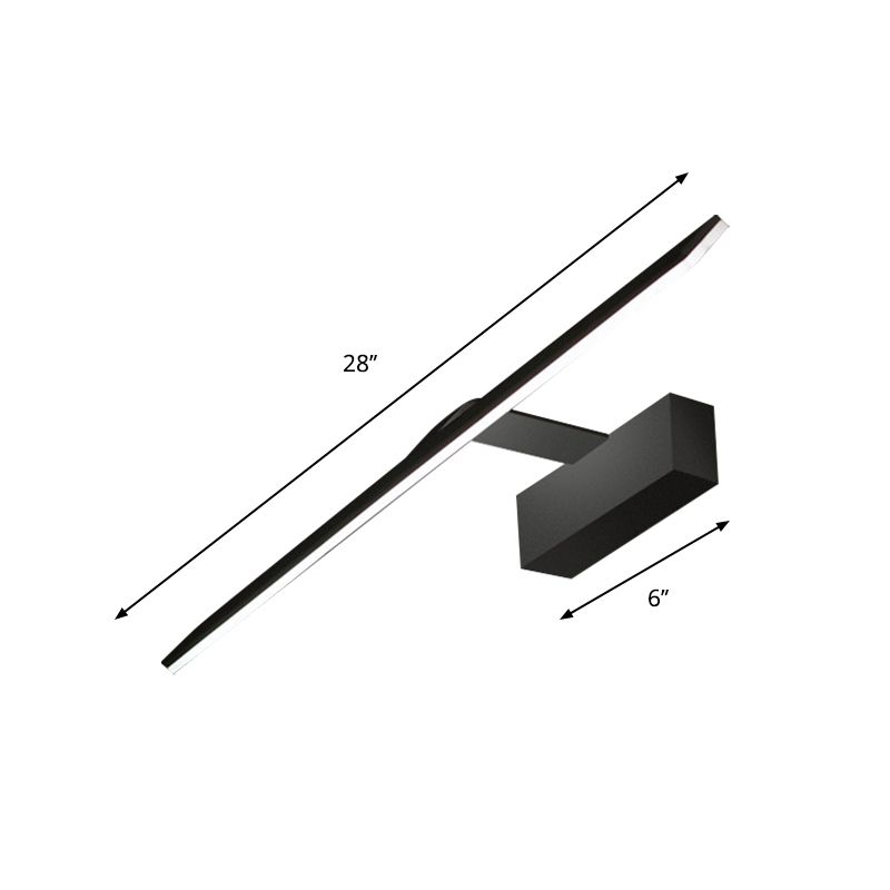 Pannello rettangolo vanità murale sconce moderno lampada montata a parete nera acrilica in luce calda/bianca