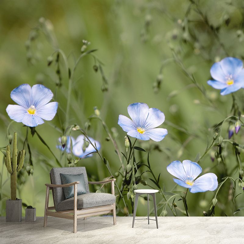 Photography Wall Mural with Blooming Flower Moisture Resistant Wall Decor