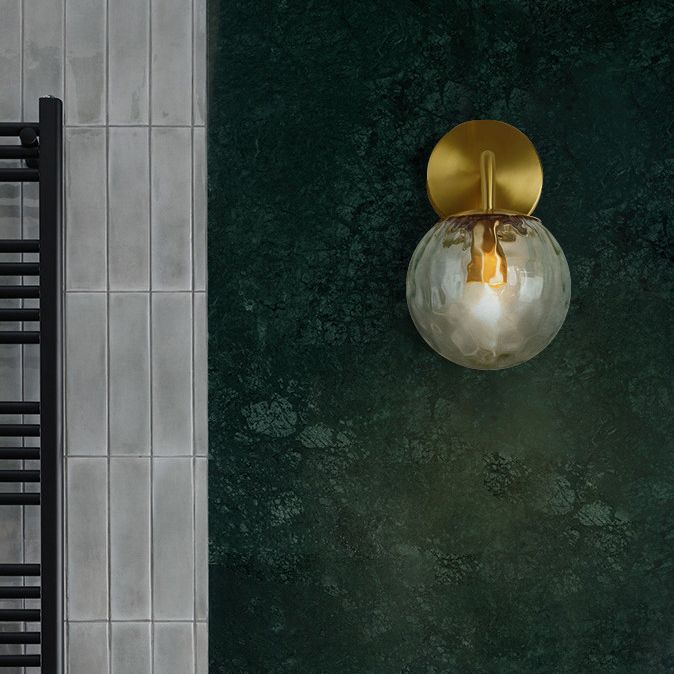 Modern Globe Glass Sconce Light Single Light Metal Wall Lamp in Gold for Dining Room