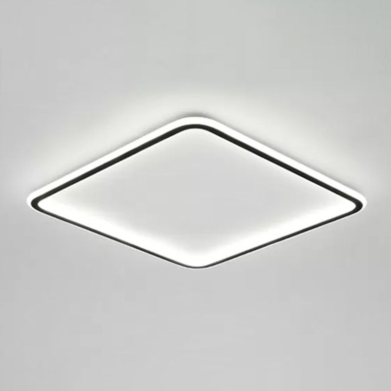 Ultrathin Square LED Flush Light Fixture Minimalist Acrylic Bedroom Ceiling Lamp in Black