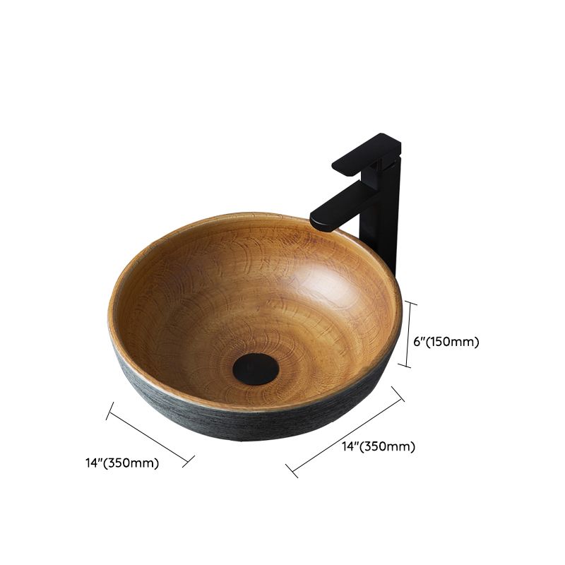 Brown Oval-shape Trough Bathroom Sink Modern Trough Bathroom Sink