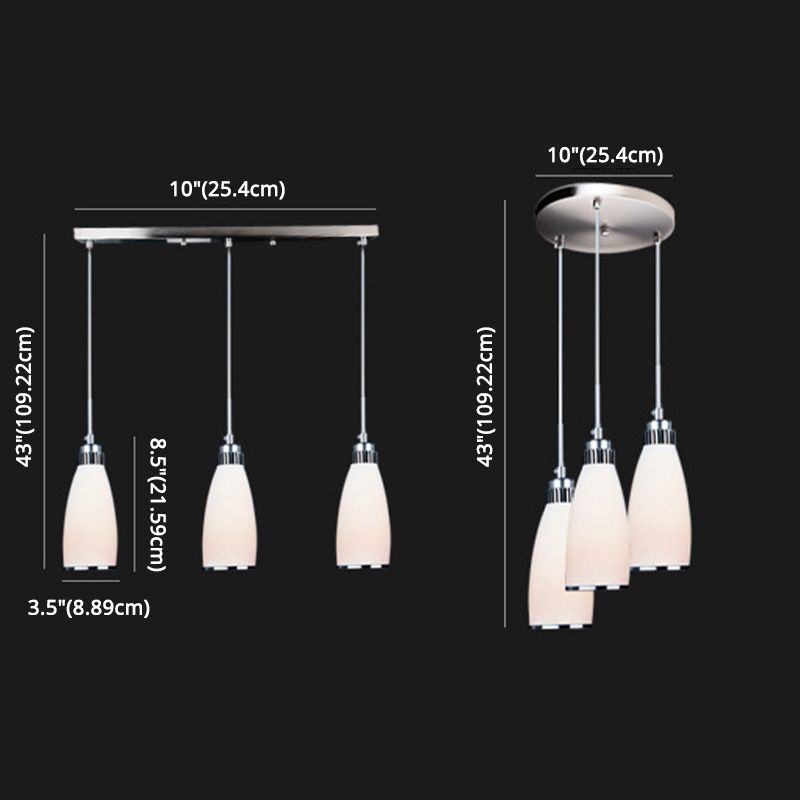 Glass Tapered Pendant Ceiling Light Minimalist Style Hanging Light Fixture in White