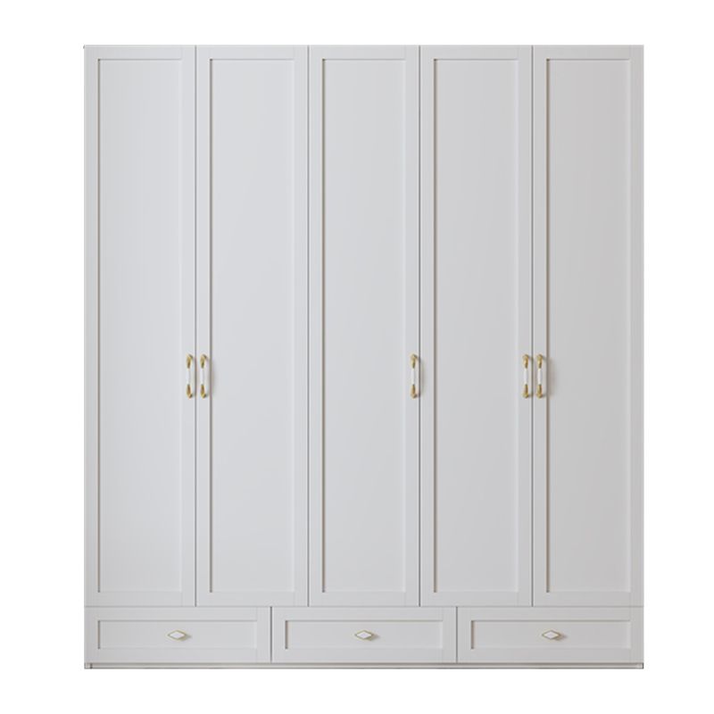 White Hinged Wardrobe Cabinet Engineered Wood Wardrobe Armoire