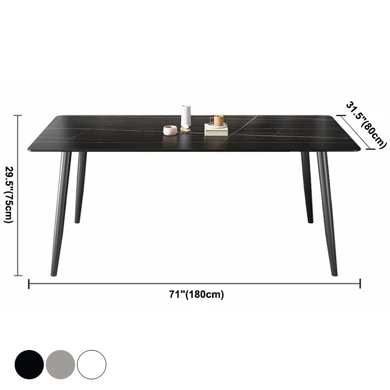 Contemporary Rectangle Dining Table Sintered Stone Table with 4 Legs for Home Kitchen Dinner