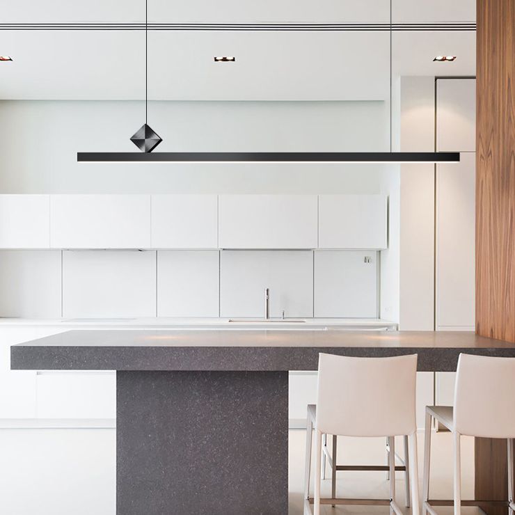 Luci a sospensione contemporanea illuminazione isola lineare Lampada sospesa isola Luce in oro