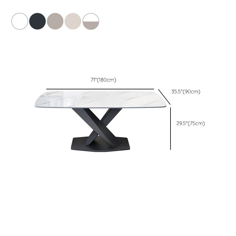 Industrial Dining Room Table Stone Rectangle Dinette Table for Dining Room