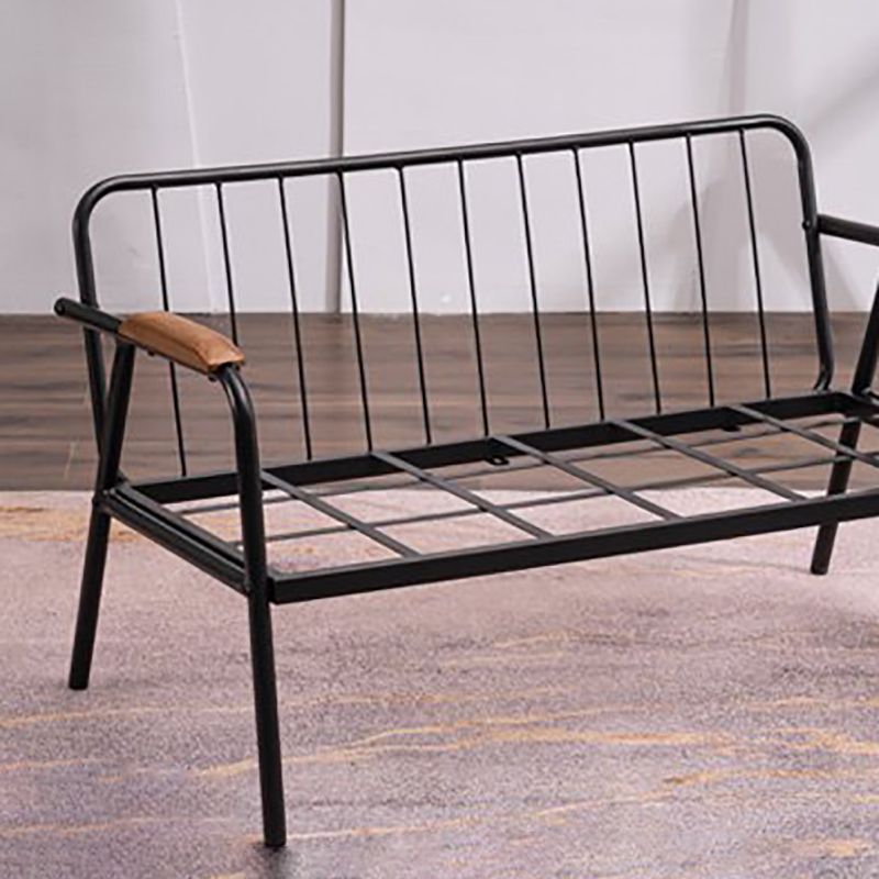 Sofá de lino industrial negro con almohadas de altavoces 29.53 "Sofá de brazo cuadrado alto