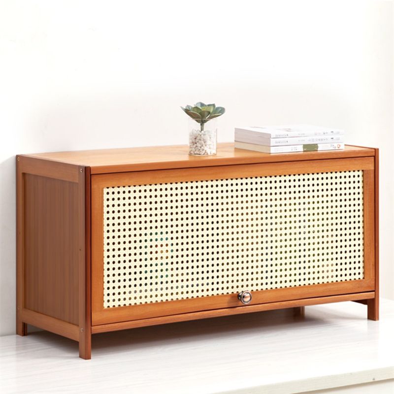 Contemporary Simple Rectangular Bamboo Cabinet with Doors in Brone