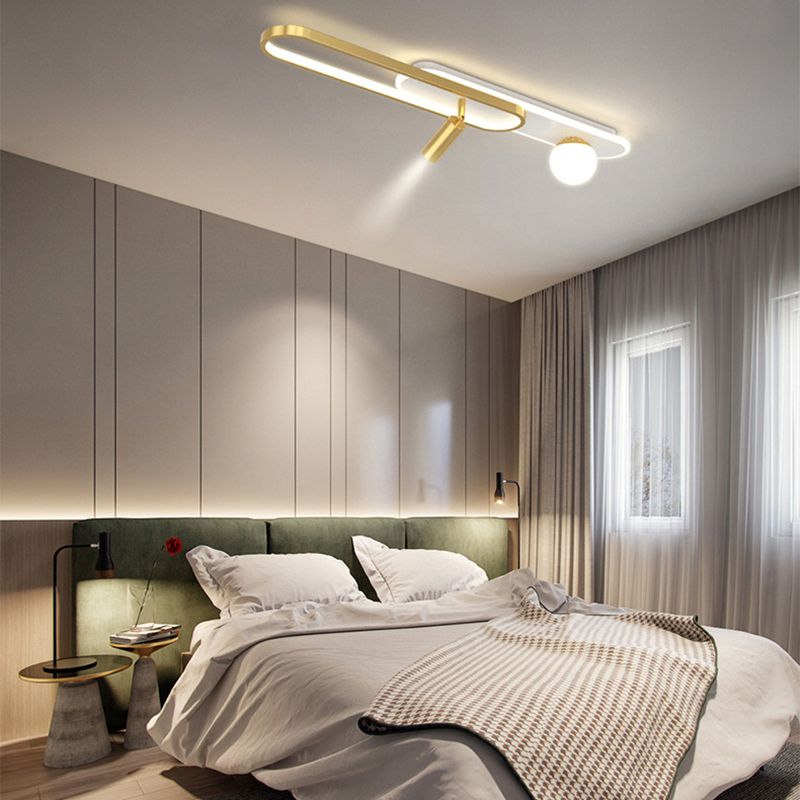 Linear Flush Mount Light Fixture Modern Metal Flush Light for Living Room