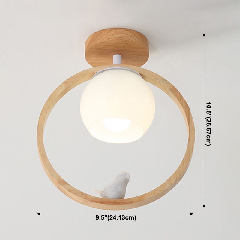 Log Color Globe da incasso in stile moderno e conciso, apparecchio da soffitto per interni in legno con paralume in vetro