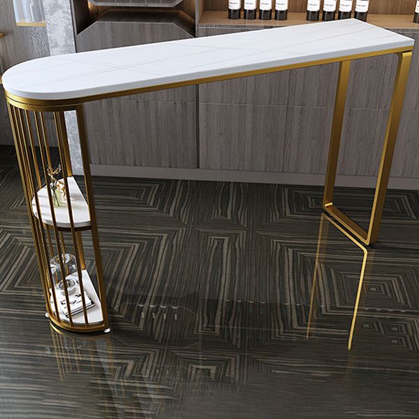 Stone Top Irregular Bar Table Traditional Luxury Bistro Table with Double Pedestal