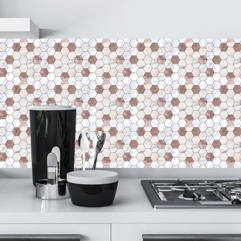 Modern Honeycombs Stick Wallpaper Panel 10 Pieces Marble Wall Covering for Kitchen