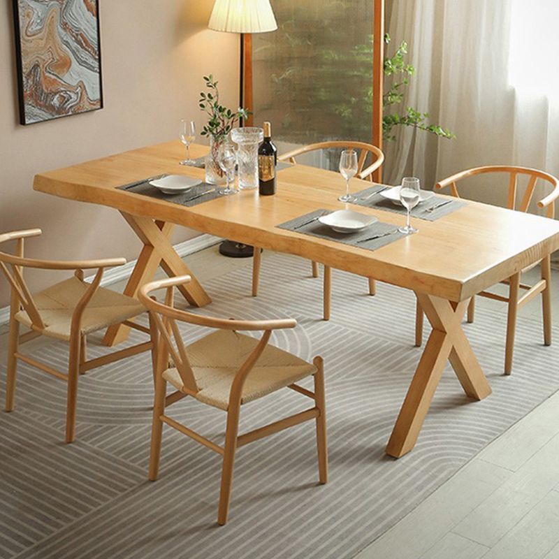 Solid Wood Dining Set 1/2/5 Pcs Rectangle Dining Table and Wishbone Chairs