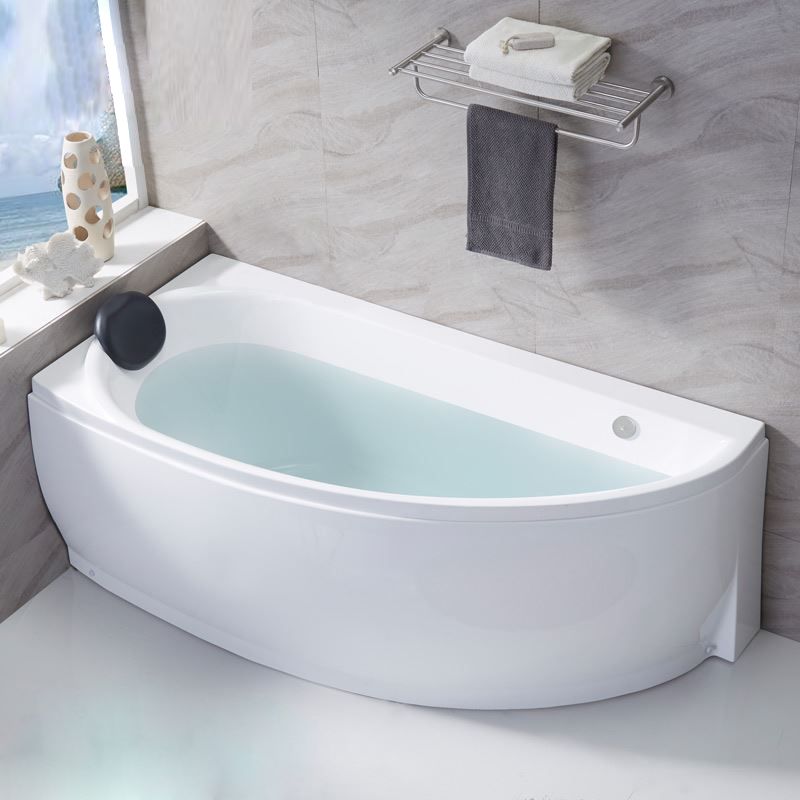 Modern Acrylic Bath Corner Soaking Back to Wall White Modern Bathtub