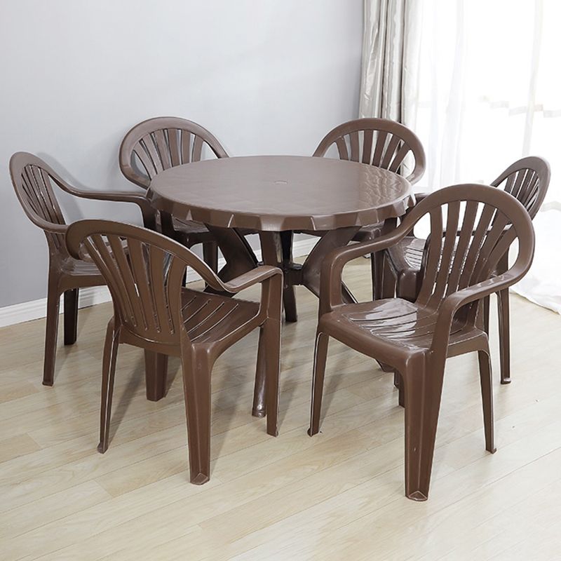Chaises de salle à manger à bras empilables en plastique de chaise latérale Windsor de style contemporain