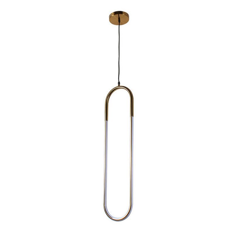 Metal Oval Pendant Lighting Fixture Minimalist Style LED Gold Hanging Light Fixture