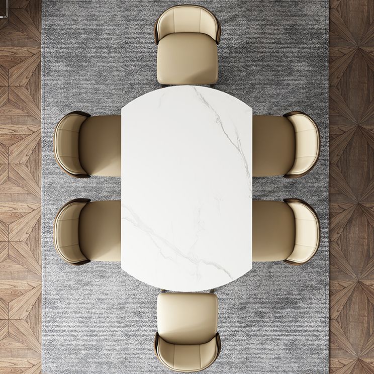 Glam 1/4/5/6/7/9 Pieces White Dining Table Set with Stone Top Round Scalable Dinette Set