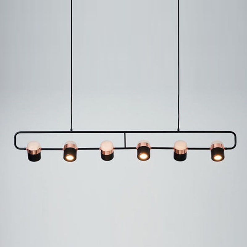 Lampade cilindriche dell'isola moderna lampade a 6 luci a 6 luci con ombra acrilica bianca