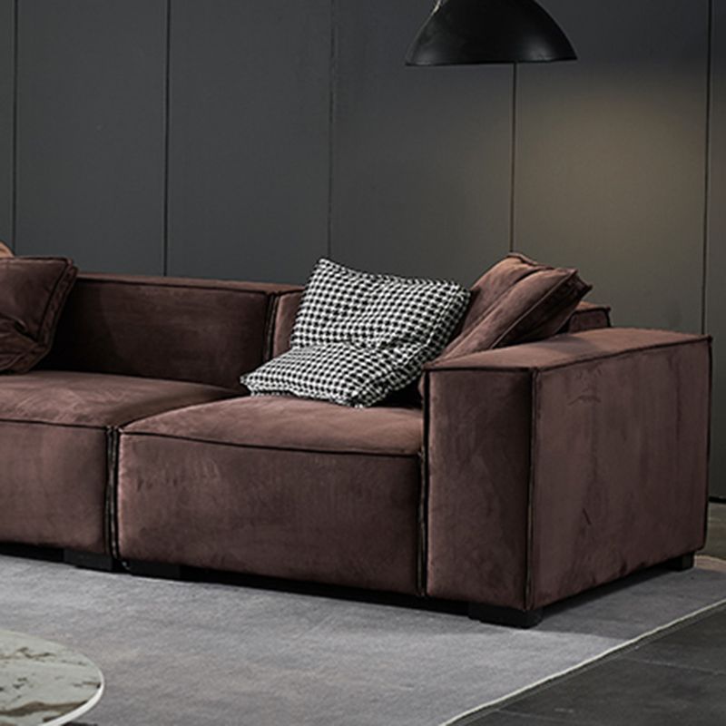 Contemporary Scratch resistant Sofa 25.6"H Fabric Tight Back Square Arm Sofa,Dark Brown