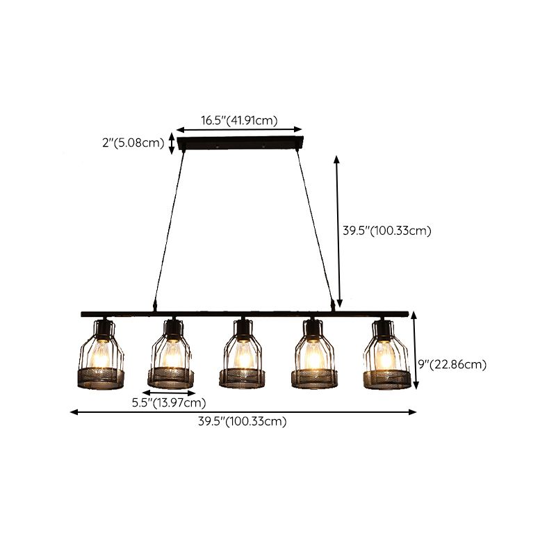 Metal Island Pendant Industrial Style Island Light Fixtures for Living Room