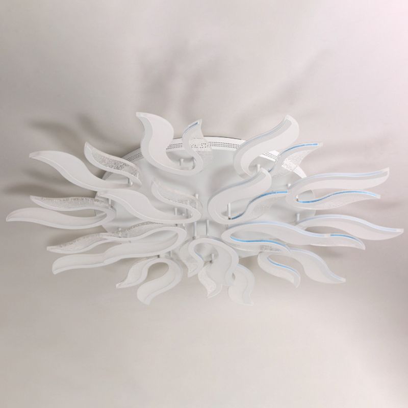 Creative Modern Flame Flower Ceiling Fixture Acrylic Bedroom LED Semi Flush Mounted Lamp in Warm/White Light, 31.5"/39"/49" Wide