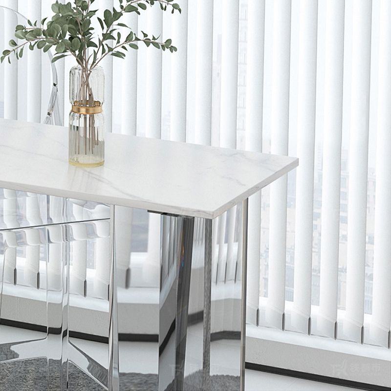 Modern Sintered Stone Top Rectangle Bar Dining Table with Acrylic Base