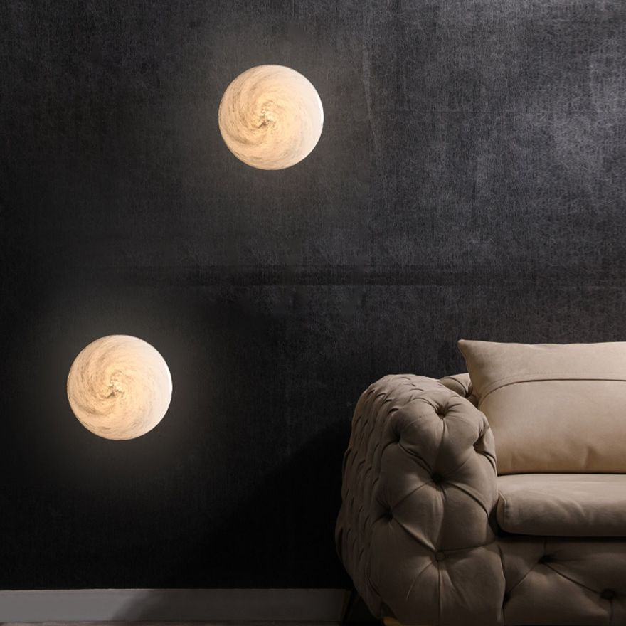 Contemporary Glass Wall Lighting 1-Light Circle Sconce Light for Bedroom
