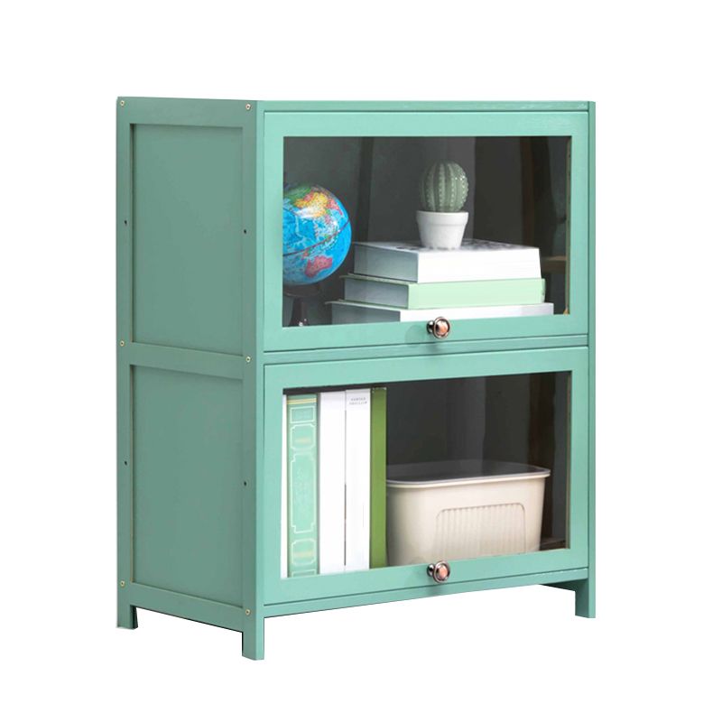 Contemporary Green Barrister Bookcase Bamboo Bookcase for Home Office