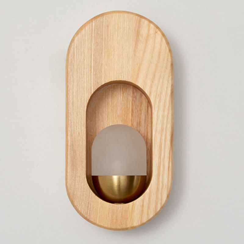 Luces de apliques de pared en forma de bola de estilo contemporáneo madera 1 lámpara de luz liviana