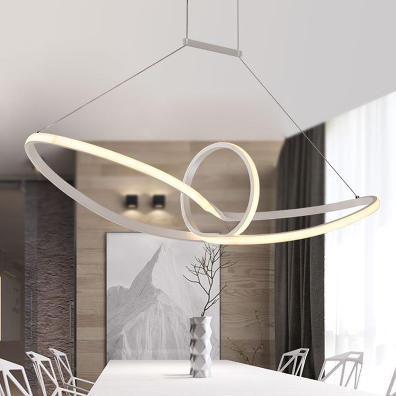 White Knot Ceiling Pendant Minimalist LED Slim Acrylic Chandelier Lamp in Warm/White/Natural Light
