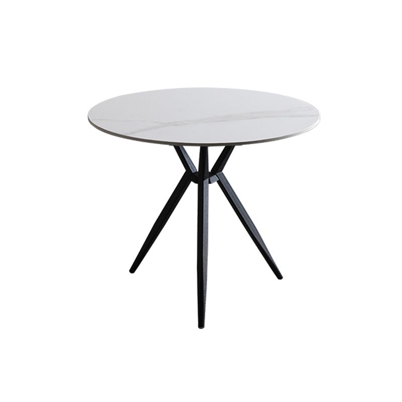 Modern Style Round Dining Table Sintered Stone Table with Metal Base for Home Use